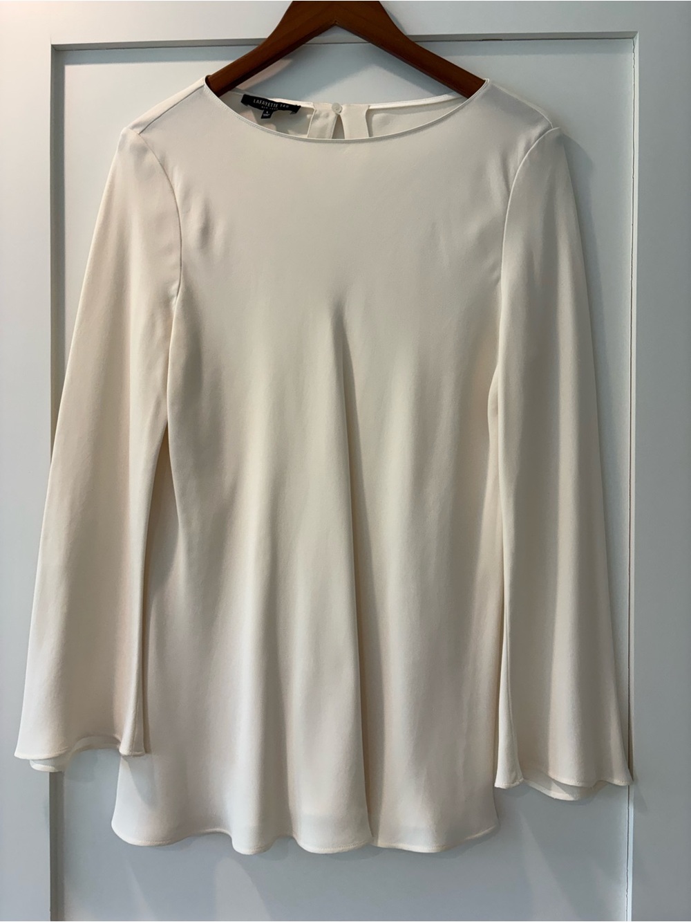 Lafayette 148 Cream Silk Georgette Top Size L